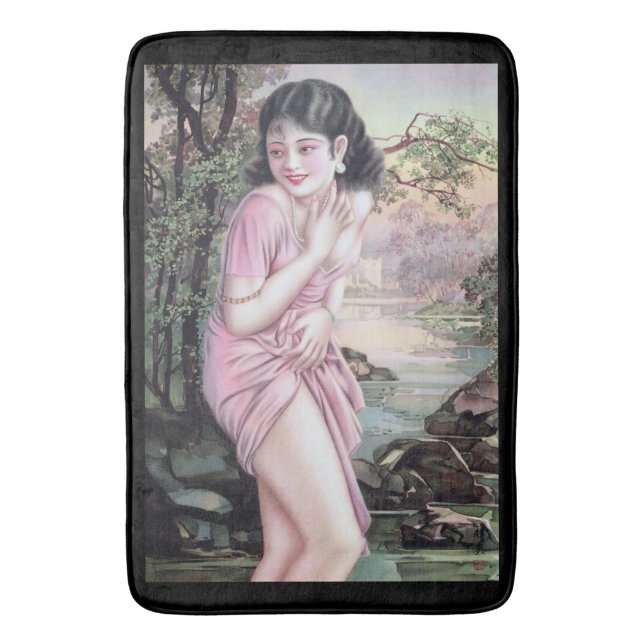 Tease in Stream Oasis by Shanghai China Girl Bath Mat (Front Vertical)