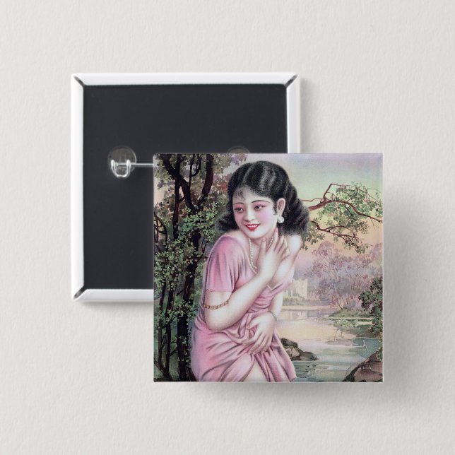 Tease in Stream Oasis by Shanghai China Girl Button (Front & Back)