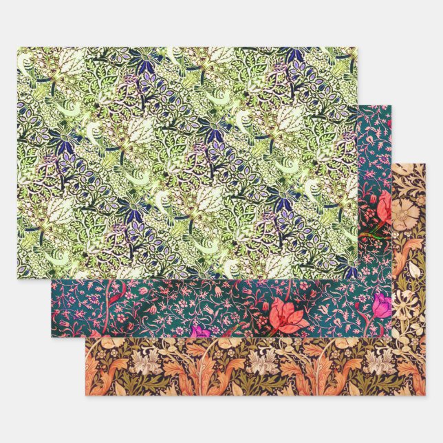 Teasel, Emelia, and William Morris Wrapping Paper Sheets (Set)
