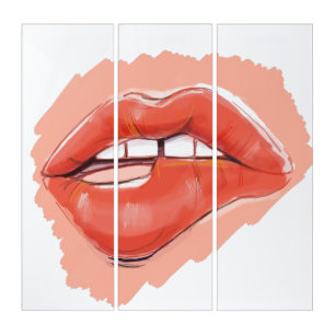 Teaser lip biting triptych