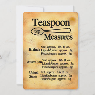 Teaspoon baking measures conversion Flat Card