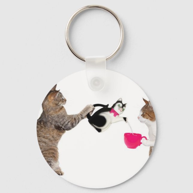 Teatime for kitty cats keychain (Front)