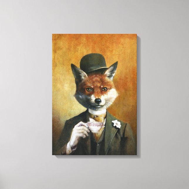 Teatime Mr Fox Canvas Print (Front)
