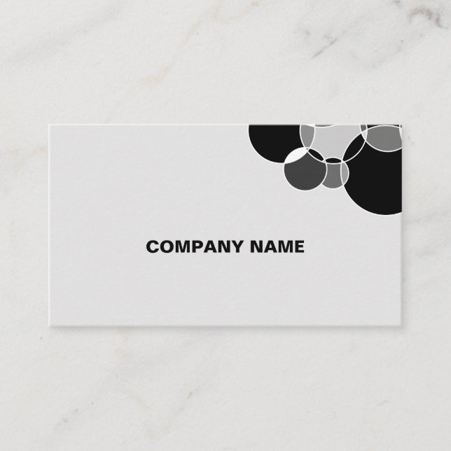 Tech Black and White Geometric Overlapping Circles Business Card (Front)