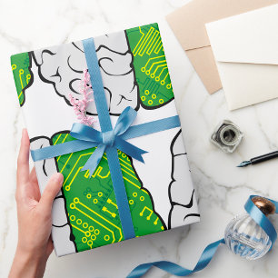 Tech Brain Circuitry Motherboard Logic Computer Wrapping Paper