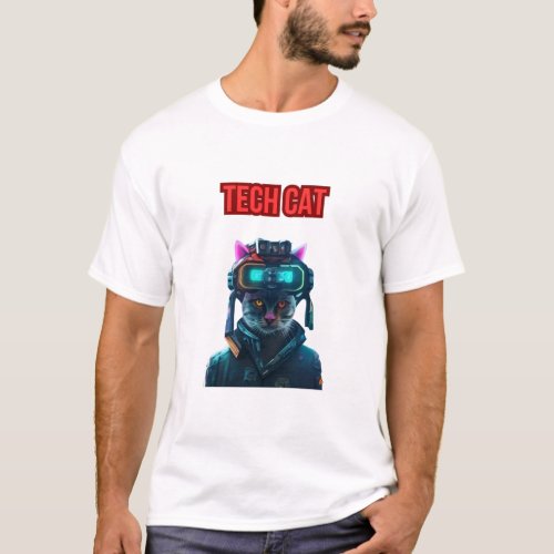 Tech Cat Cute Funky Design Robot T_Shirt