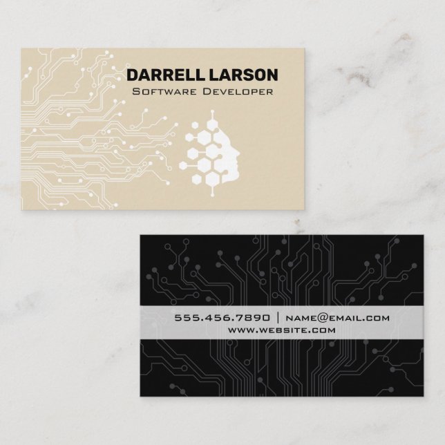 Tech Circuit Board | Bio Tech Logo Business Card (Front/Back)