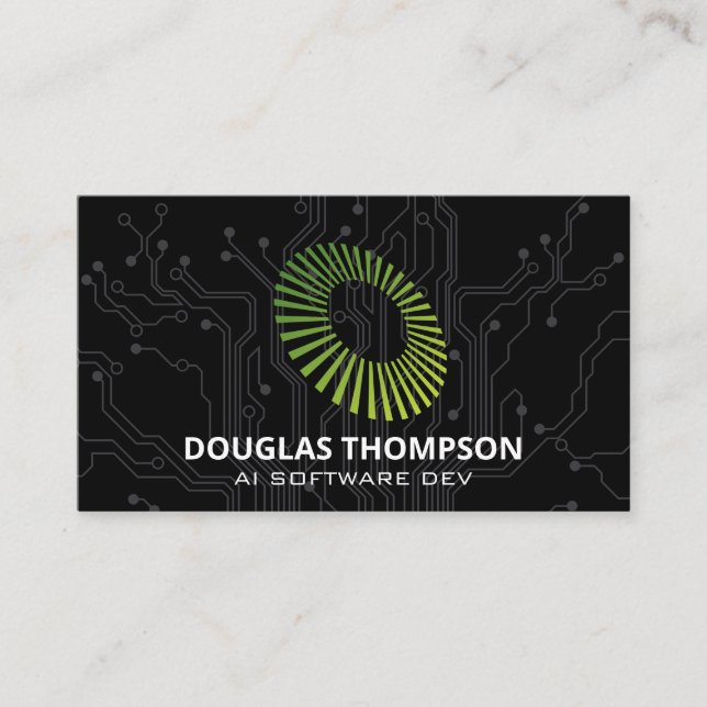 Tech | Circuit Board Nodes | AI Business Card (Front)