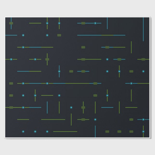 Tech Circuit Board Seamless Pattern Wrapping Paper (Flat)