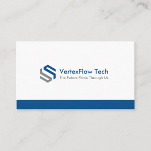 Tech Company Minimalist Sleek White Bold Blue Business Card