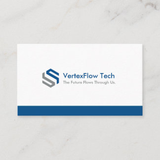 Tech Company Minimalist Sleek White Bold Blue Business Card