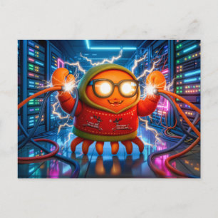 Tech Crab Facing Short Circuit In Serverroom Postcard