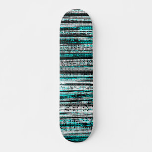 Tech Decay - Black and White on Cyan Skateboard Deck