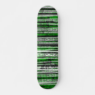 Tech Decay - Black and White on Green Skateboard Deck
