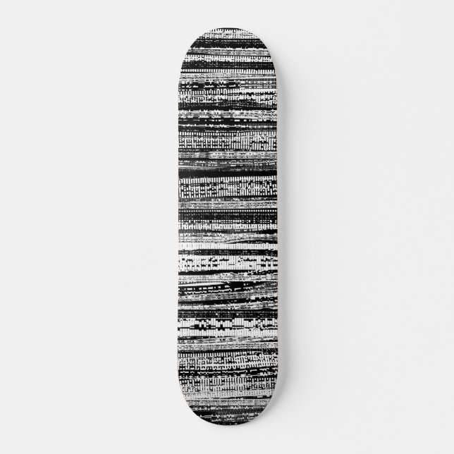 Tech Decay - Black and White on Wood Skateboard Deck (Front)