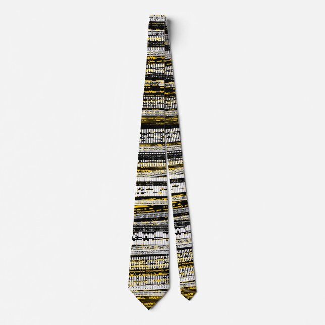 Tech Decay - Black, White and Amber Neck Tie (Front)
