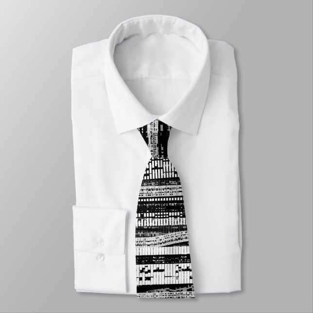 Tech Decay - Black, White and Gray Neck Tie (Tied)
