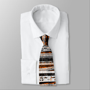 Tech Decay - Black, White and Orange Neck Tie
