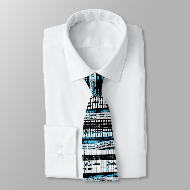 Tech Decay - Black, White and Sky Blue Neck Tie (Tied)