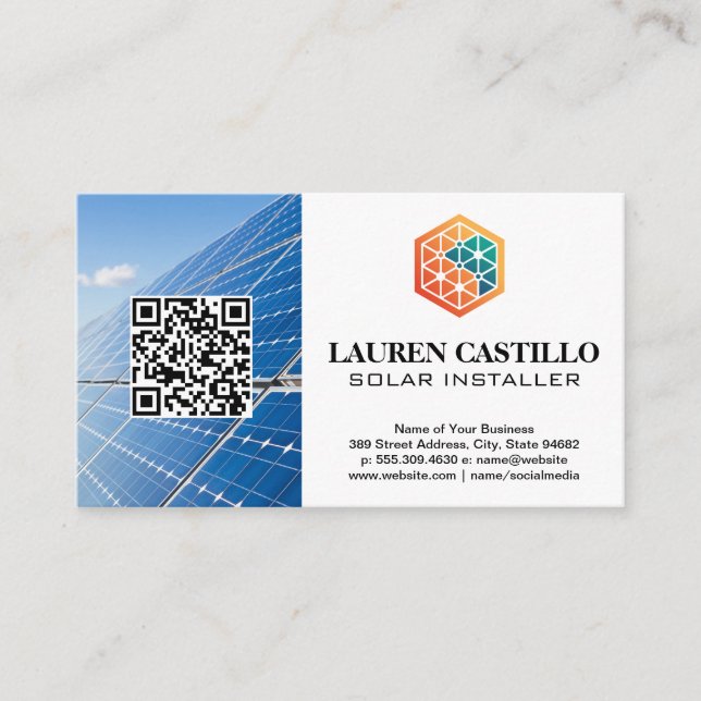 Tech Energy Logo | Solar Panels | QR Business Card (Front)