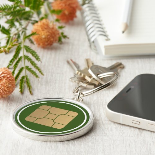 Tech Faux Gold SIM Card Mega Format Vector Art Keychain