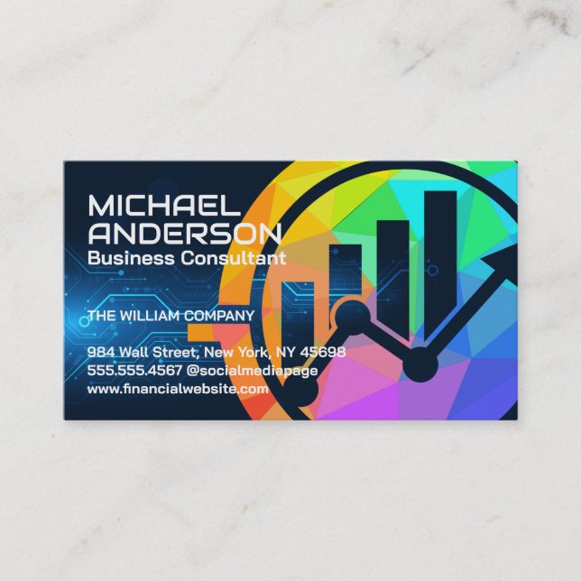 Tech Finance | AI | Bar Graph Business Card (Front)
