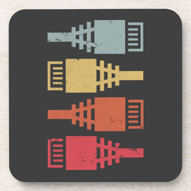Tech Geek Network Engineer LAN Party Beverage Coaster (Front)