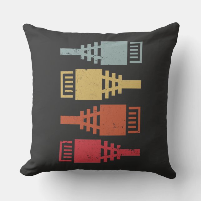 Tech Geek Network Engineer LAN Party Throw Pillow (Front)