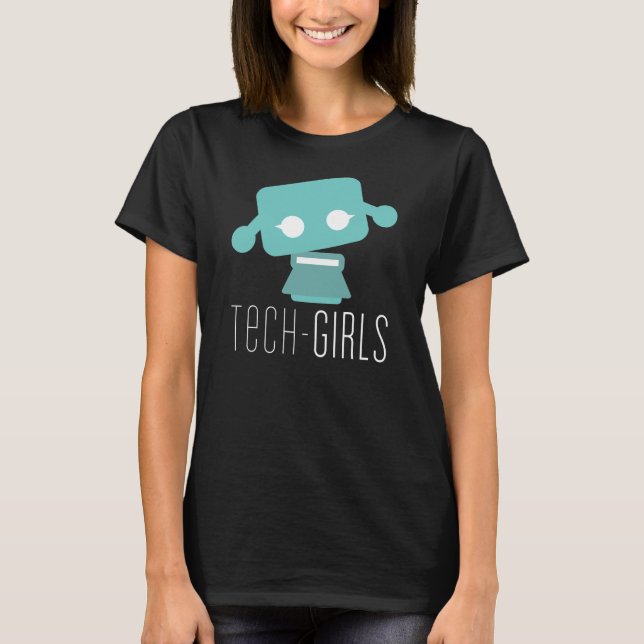 Tech Girls Black T-shirt with Blue Dot (Front)