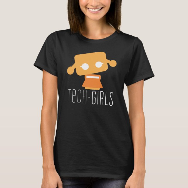 Tech Girls Black T-shirt with Orange Dot (Front)