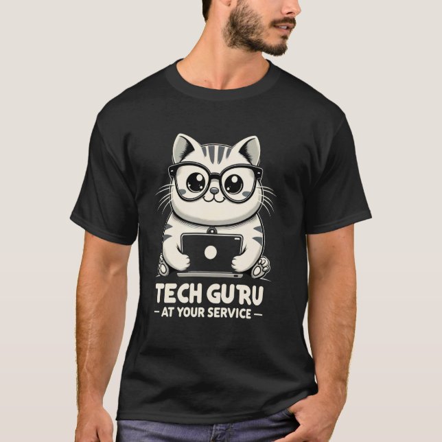 Tech Guru at Your Service funny geek Tech Support  T-Shirt (Front)