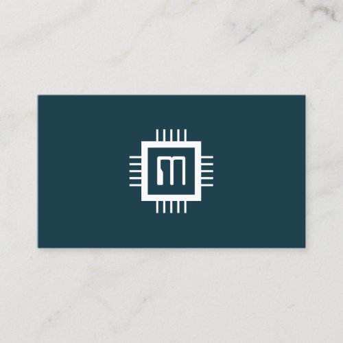 Tech inspired minimalist computer chip business ca business card