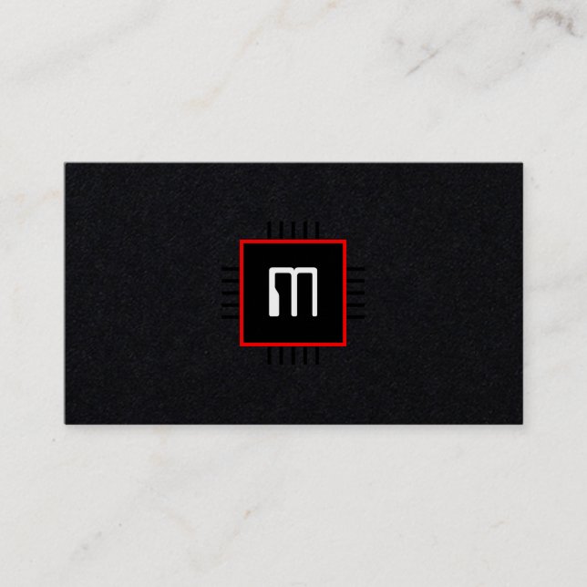 Tech inspired minimalist computer chip business ca card (Front)