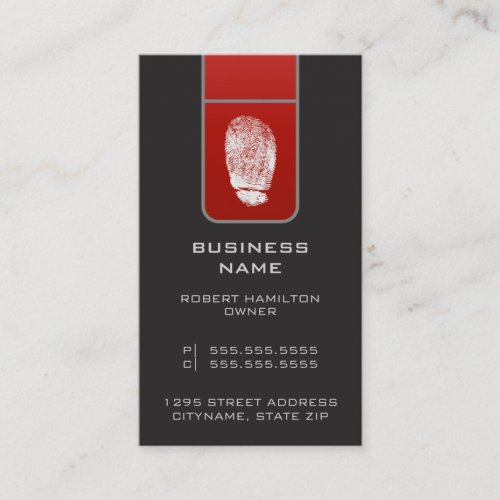 Tech Large Fingerprint Red  Gray Business Card