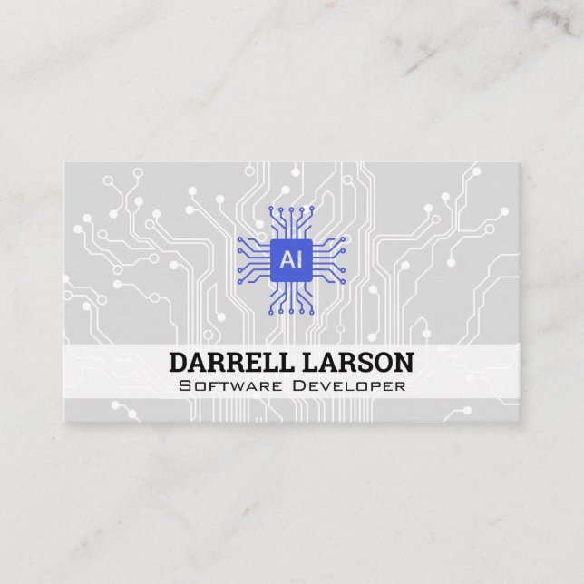 Tech Logo | Ai | Robotics Background Business Card (Front)