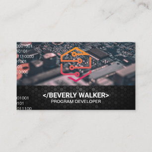 Tech Logo   Binary Code Business Card