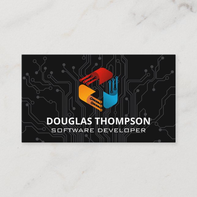 Tech Logo | Circuit Board Business Card (Front)