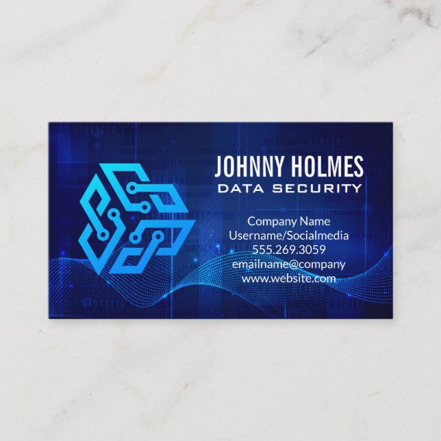 Tech Logo | Data Modern Business Card (Front)
