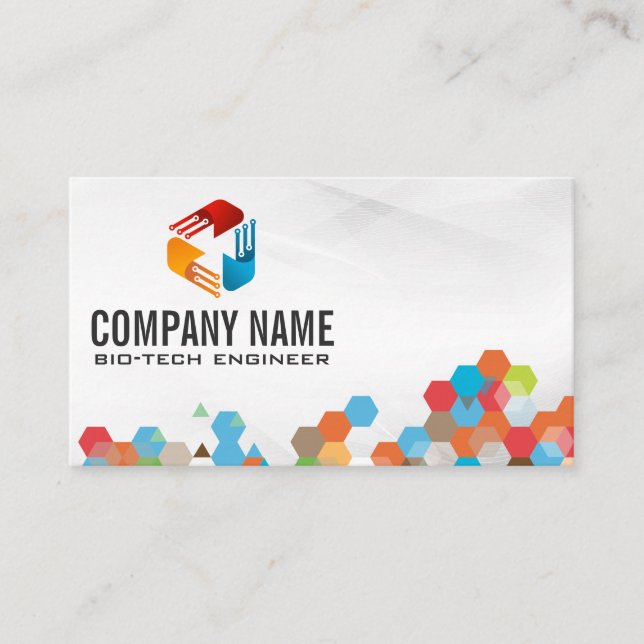 Tech Logo | Geometric Colors Business Card (Front)