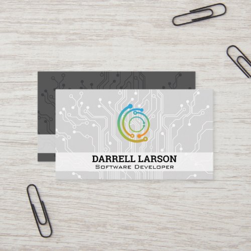 Tech Logo  Motherboard Background Business Card