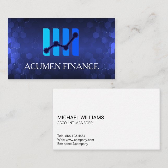 Tech Modern Finance Logo  Business Card (Front/Back)