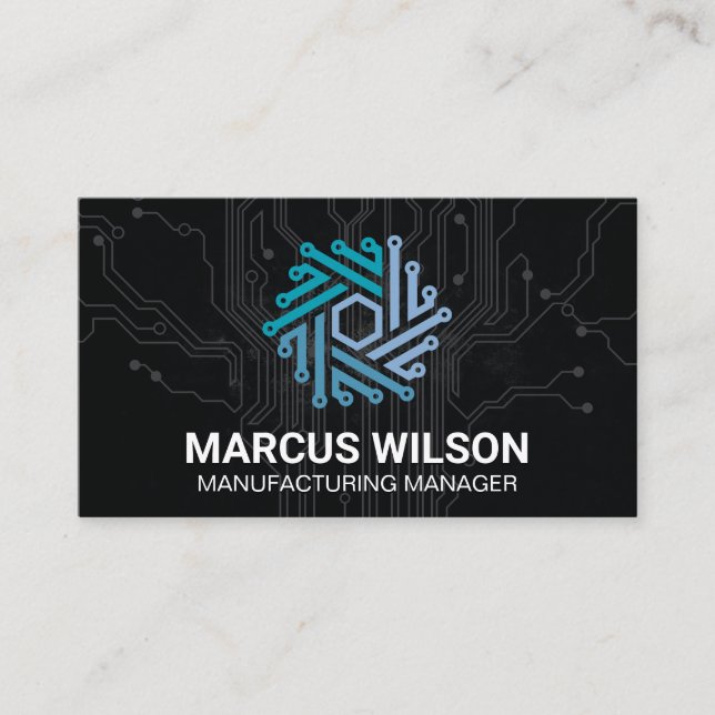 Tech Modern Logo | Circuit Board Business Card (Front)