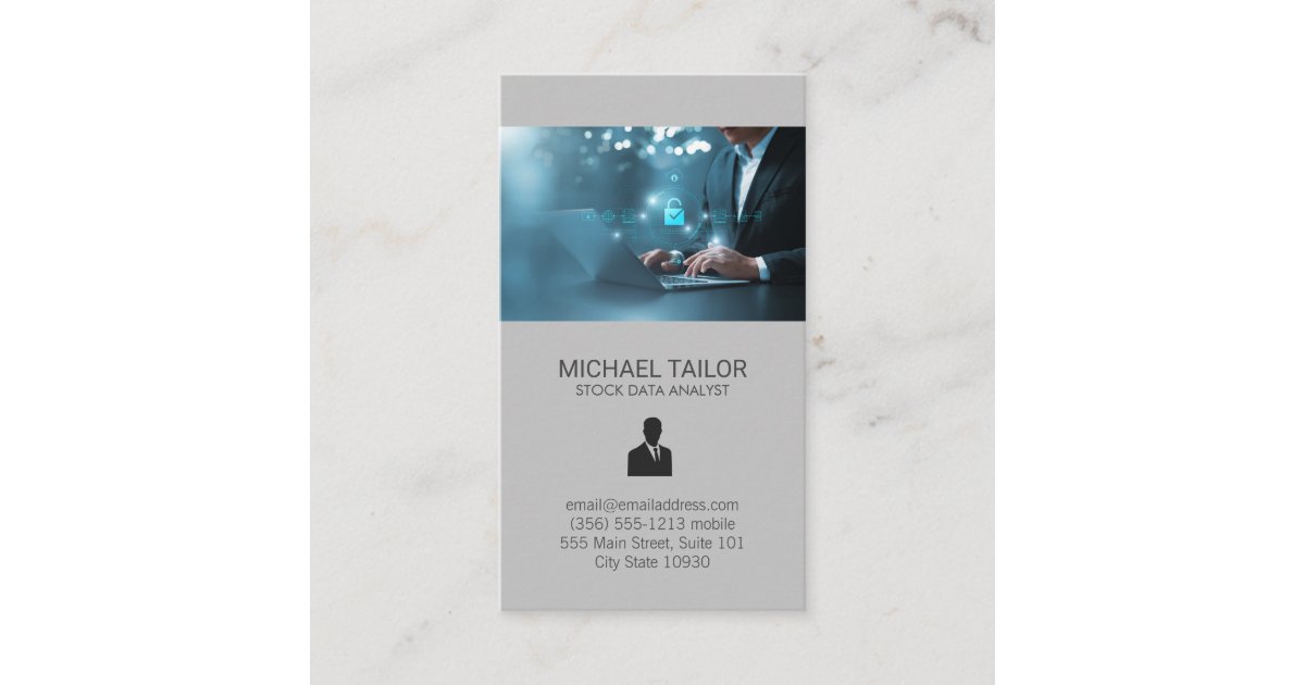 Program Analyst Card Tech Networking Data Analyst Working on Computer Business Card | Zazzle