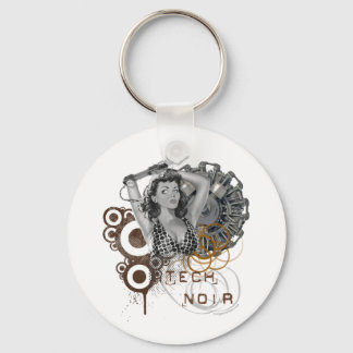 Tech noir pulp steampunk dame keychain