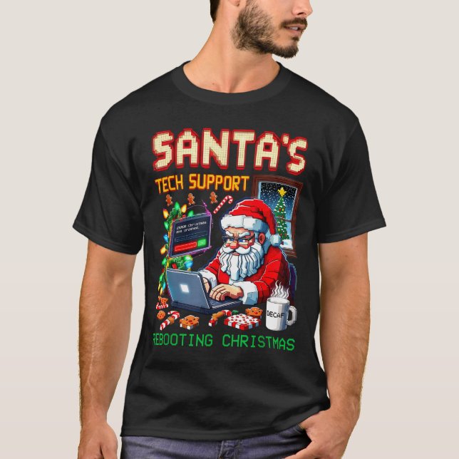 Tech Pixel Support Santa's Rebooting T-Shirt (Front)