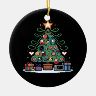 Tech Programming Retro Gaming Christmas Tree Geek  Ceramic Ornament