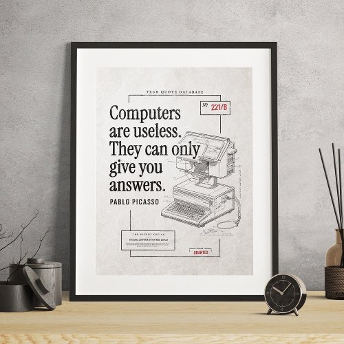 Tech Quote Sarcastic Useless Computers Drawing Poster