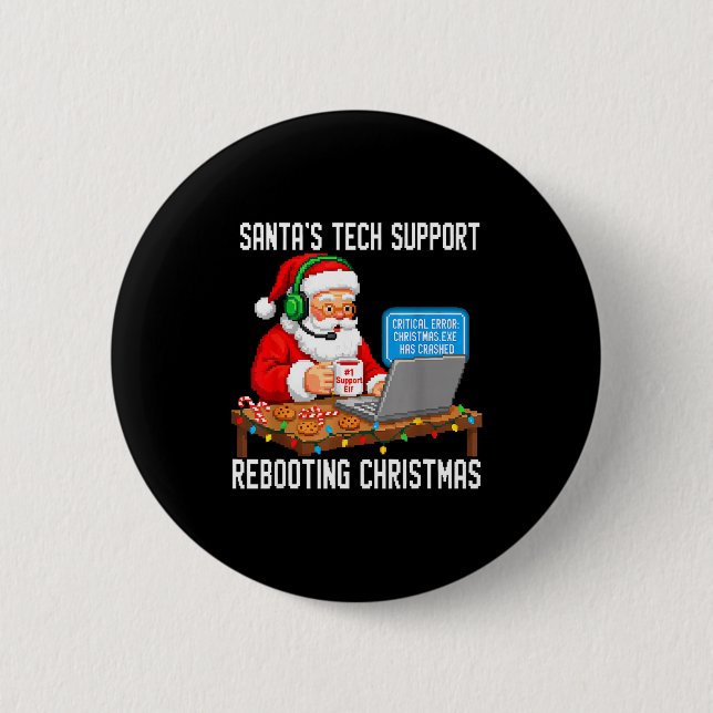 Tech Rebooting Support Santa's Laugh Button (Front)
