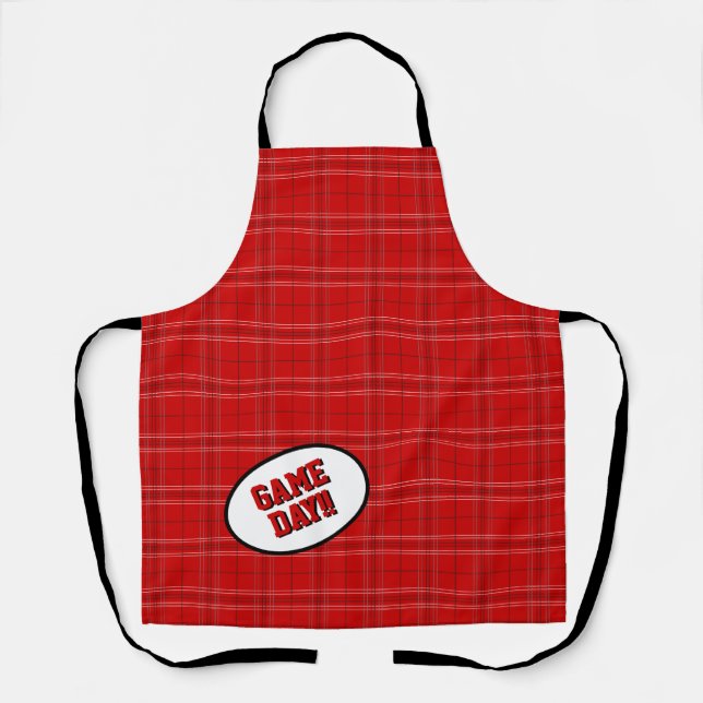 Tech Red Plaid Pattern Game Day Apron (Front)