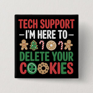 Tech Support Christmas Cookies Funny Work  Button